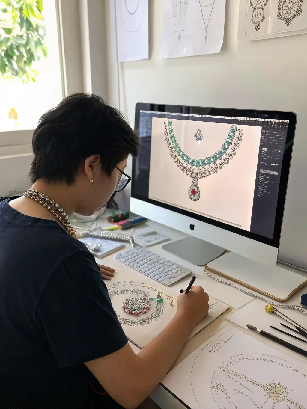 A designer working on a computer-aided design (CAD) project, representing NATALEX ENTERPRISE INC's advanced design technologies.
