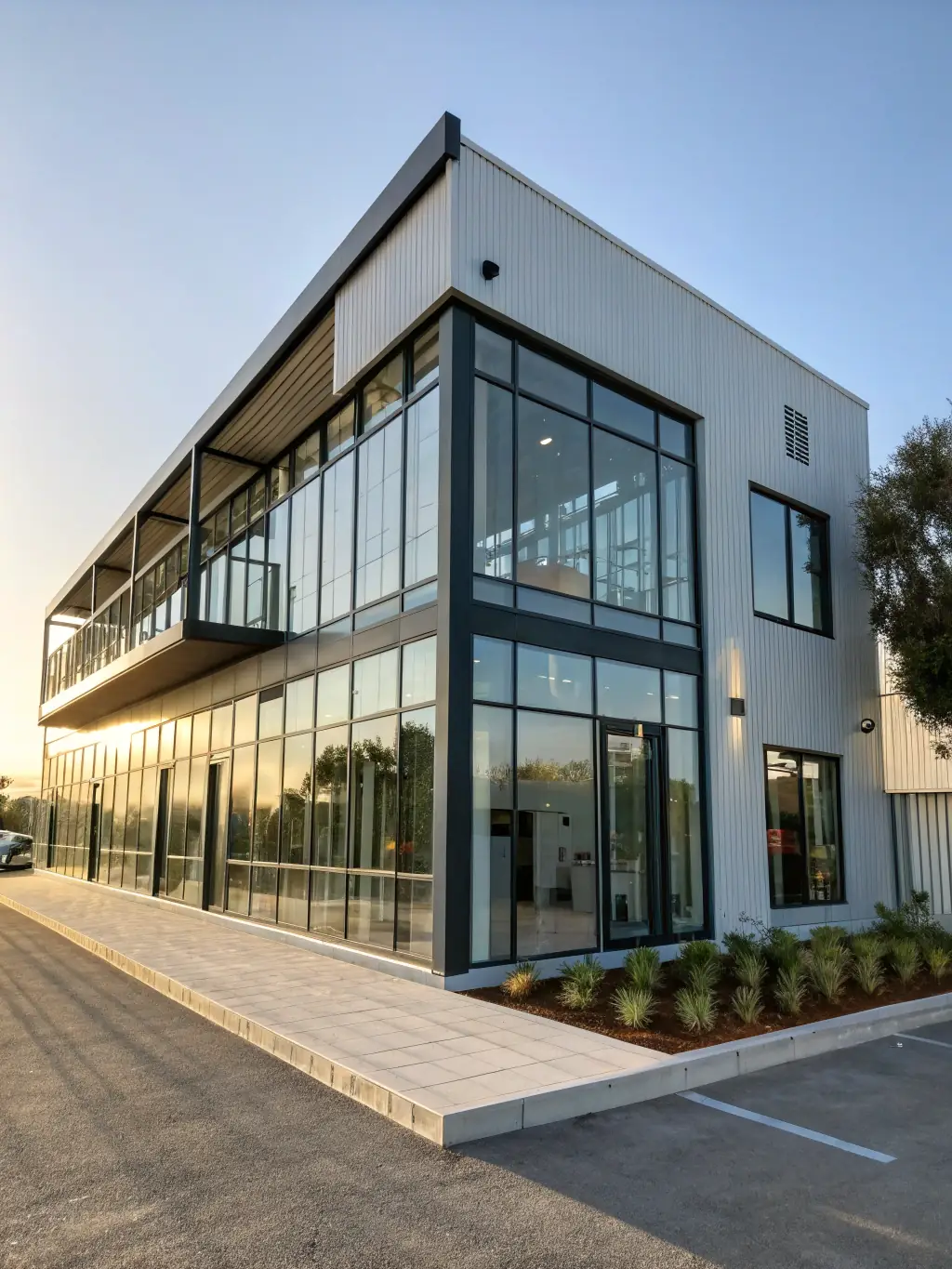 A detailed architectural rendering of a modern research facility, emphasizing its innovative design and technical precision, set against a backdrop of a bustling urban environment.